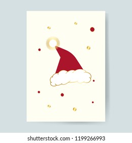 Red Santa hat card design vector