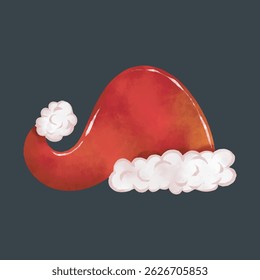 Chapéu de Santa vermelho para Natal e Férias em aquarela design em fundo isolado
