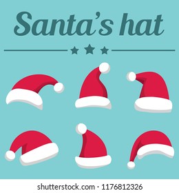 red Santa hat for Christmas and New Year vector illustration.