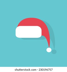 Red Santa Hat Flat Icon Design Vector Illustration