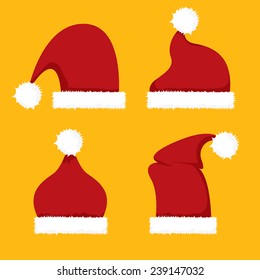 red Santa hat flat icon. vector illustration