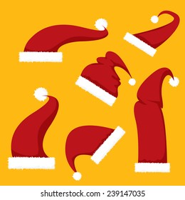 red Santa hat flat icon. vector illustration