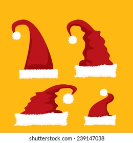 red Santa hat flat icon. vector illustration