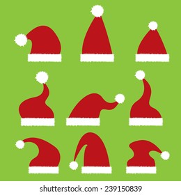 red Santa hat flat icon. vector illustration