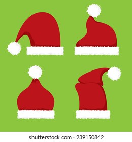 red Santa hat flat icon. vector illustration