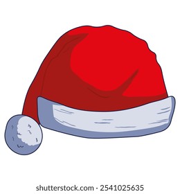 Red santa hat flat icon. Vector illustration isolated on white background
