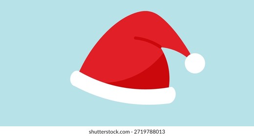 Sombrero rojo de Santa con textura de semitono. Navidades accesorio de diseño plano. Ilustración vectorial.