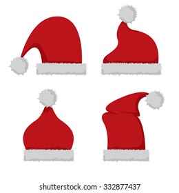 red Santa hat icon isolated on white. santa hat collection. vector illustration