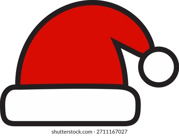 Ícone de chapéu vermelho Santa representando celebrações de Natal, trajes de férias e decorações festivas.