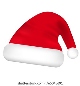 Red Santa hat isolated on white background. Vector illustration.