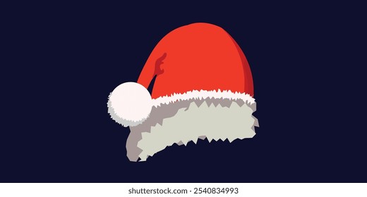 Red santa hat logo, christmas clothes object illustration. vector illustration.