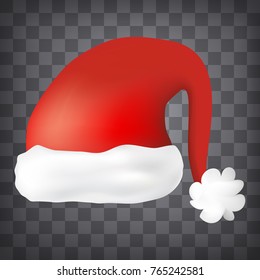 Red Santa hat on a chequered background