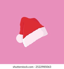 red Santa hat on a pink background