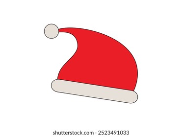 Red Santa hat on white background