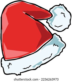 red santa hat vector in cute style