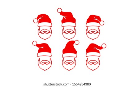 Red Santa hat vector icon illustration with isolated white background