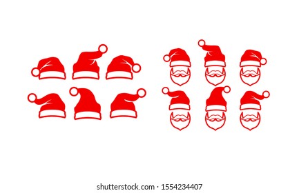 Red Santa hat vector icon illustration with isolated white background