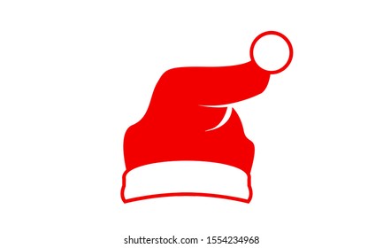 Red Santa hat vector icon illustration with isolated white background