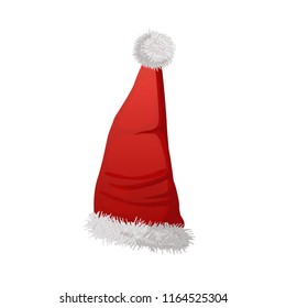 Red Santa hat vector illustration isolated on white background.