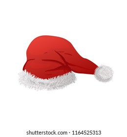 Red Santa hat vector illustration isolated on white background.