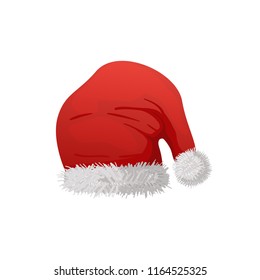 Red Santa hat vector illustration isolated on white background.