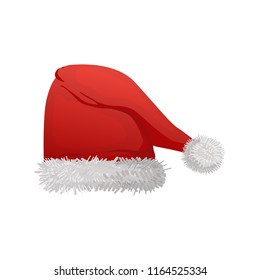 Red Santa hat vector illustration isolated on white background.