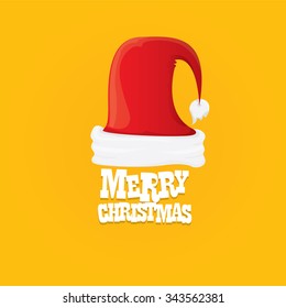 red Santa hat vector. merry christmas card or xmas background . vector illustration
