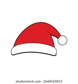 um chapéu de Papai Noel vermelho com guarnição branca e pom pom