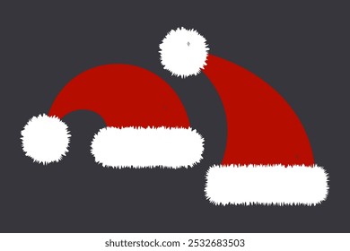 Red Santa hat. Winter, holiday, Christmas and New Year concept.