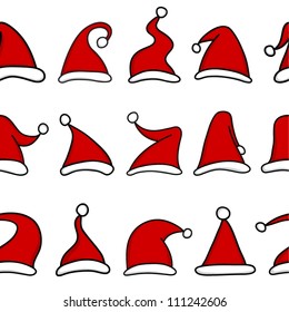 Red Santa hats. Seamless pattern.