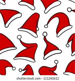 Red Santa hats. Seamless pattern.