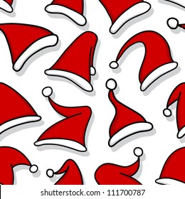 Red Santa hats. Seamless pattern.