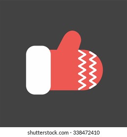 Red Santa Mitten Thumb Up Icon, Vector Logo Illustration