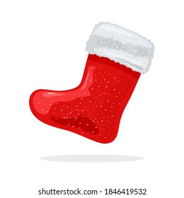 La funda guardapolvo de Santa Roja con la parte superior blanca. Decoración navideña para casa. Dibujo vectorial aislado. Año nuevo, diseño de elementos de navidad para banner de venta estacional, saludo, tarjeta de invitación.