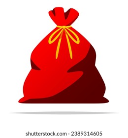 Red santa sack bag vector isolated illustration