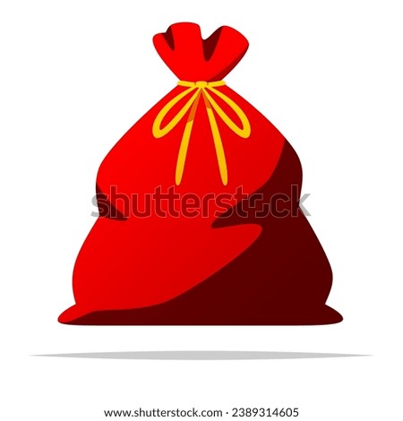 Red santa sack bag vector isolated illustration