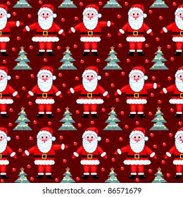 Red santas seamless pattern. Vector background.