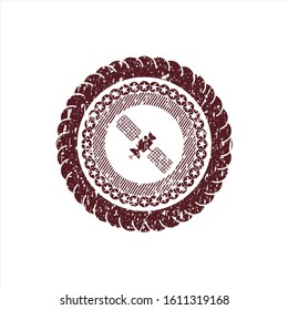 Red satelite icon inside distress grunge stamp