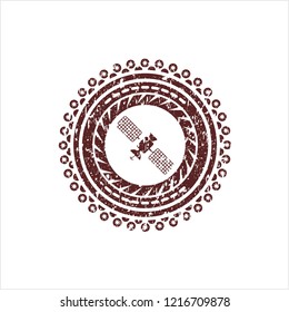 Red satelite icon inside rubber stamp
