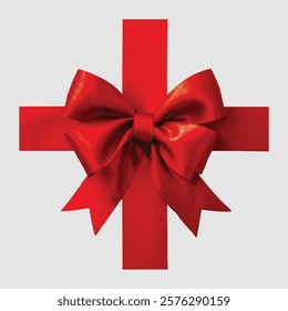 red satin bow, gift ribbon, festive decoration