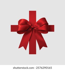 red satin bow, gift ribbon, festive decoration
