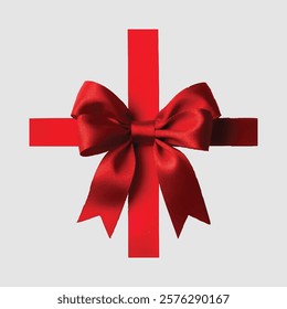 red satin bow, gift ribbon, festive decoration
