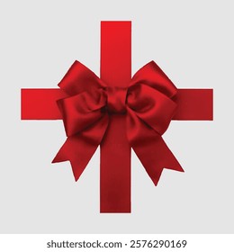red satin bow, gift ribbon, festive decoration