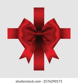 red satin bow, gift ribbon, festive decoration