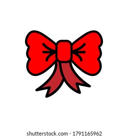 Red Satin Bow Isolated on Background. Vector.