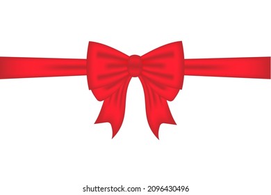 Red satin bow isolated on white background. Vector illustration, only gradient mesh and gradients.