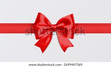 Red Satin Gift Bow with Ribbon Realistic illustration