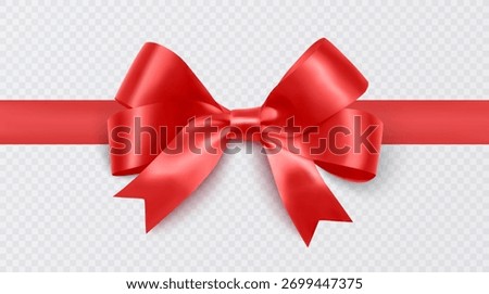 Red Satin Gift Bow with Ribbon Realistic illustration
