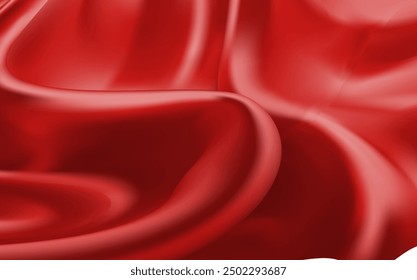 Red Satin Isolated on white Background. flutters in the wind. mesh tool wes used 