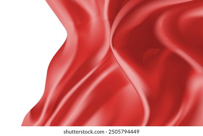 Red Satin Isolated on white Background. flutters in the wind. mesh tool wes used 